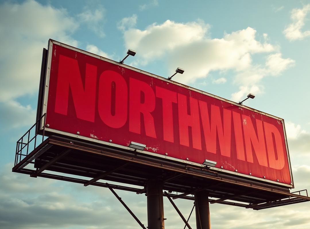 Northwind billboard campaign , bold red billboard against the sky