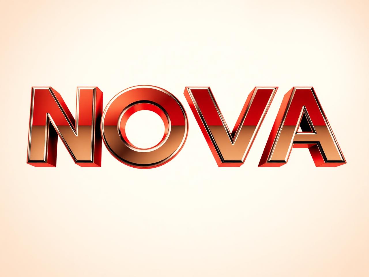 Nova magazine masthead , chrome red 3D lettering on cream